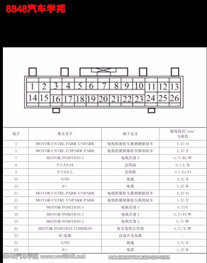 吉利帝豪EV减速器控制器连接端子图26针 